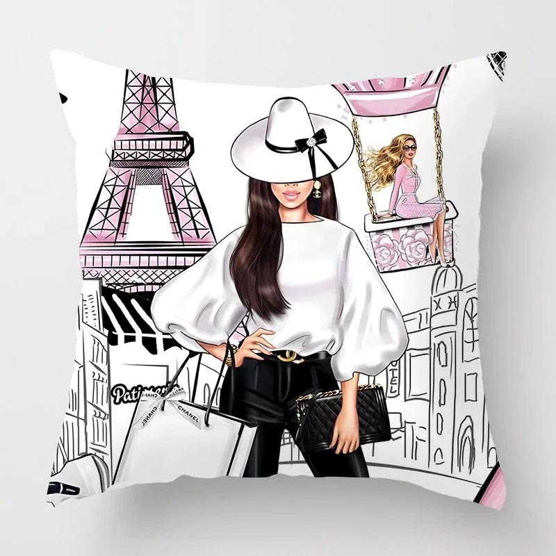 Nordic Fashion Ladies Pillowcase Home Decoration Living Room Sofa Cushion Cover Cushion Cover  Bed Decoration Pillow set