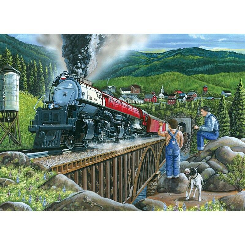 New 5D DIY Diamond Painting Train Scenery Diamond Embroidery Cross Stitch Full Round Drill Crafts Home Decor Manual Gift