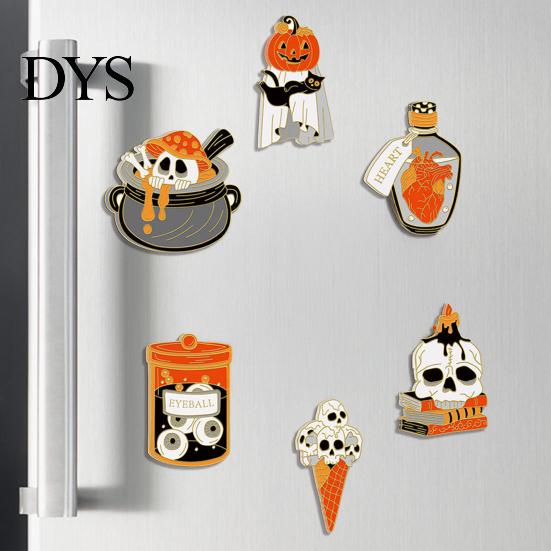 Decorative Magnets for Metal Surfaces 6 Pcs Halloween Refrigerator Magnets, Grim Reaper Pumpkin Skull Ghost Spooky Decor Home Reusable Magnetic