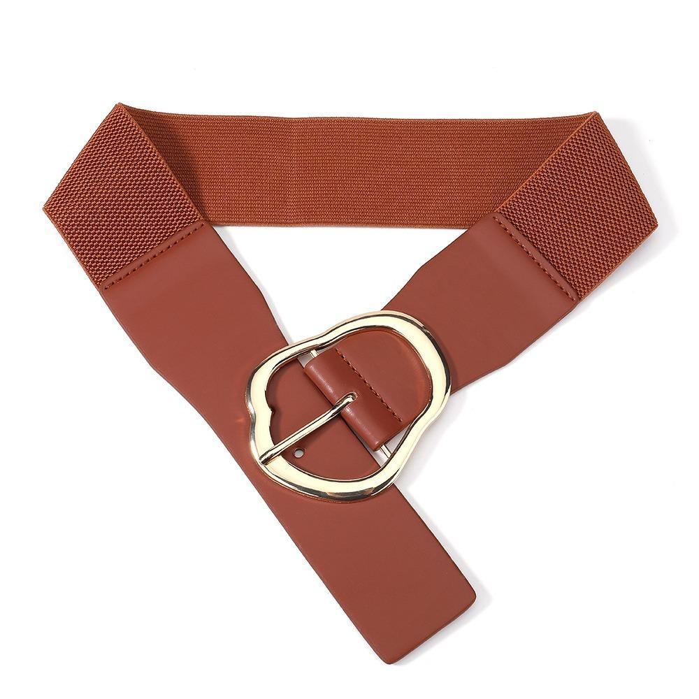 Adjustable Tying Pin Buckle Belt Elastic Leather Belt Women Waistband Belt  Dresses Accessory