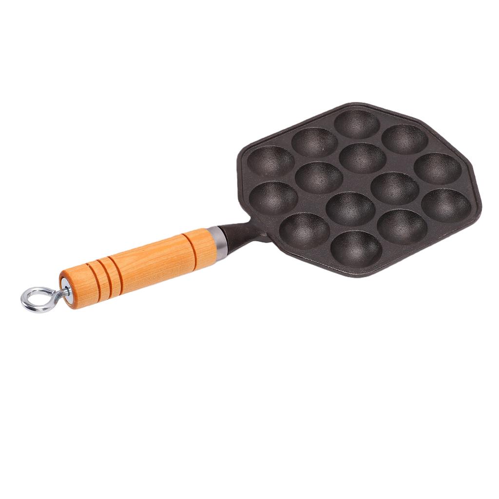 Sartén para Takoyaki de 14 Agujeros de Hierro Fundido Antiadherente con Mango Desmontable Fabricante Anti quemaduras de Bolas de Pulpo