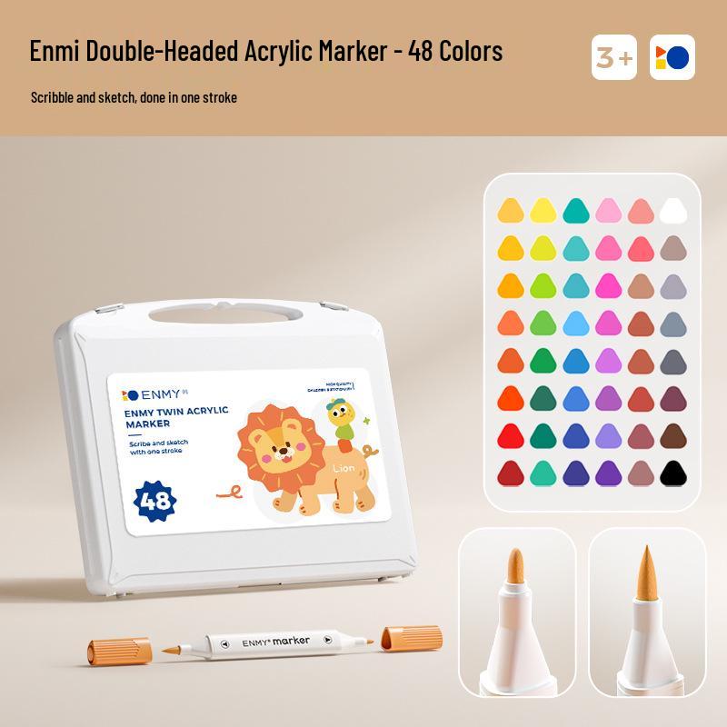 Enmi Double-Headed Washable Acrylic Marker for Students - Soft & Hard Tips