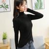 Women's Modal Long Sleeve Semi-High Neck Shirt - Versatile Autumn/Winter Mid-Neck Top