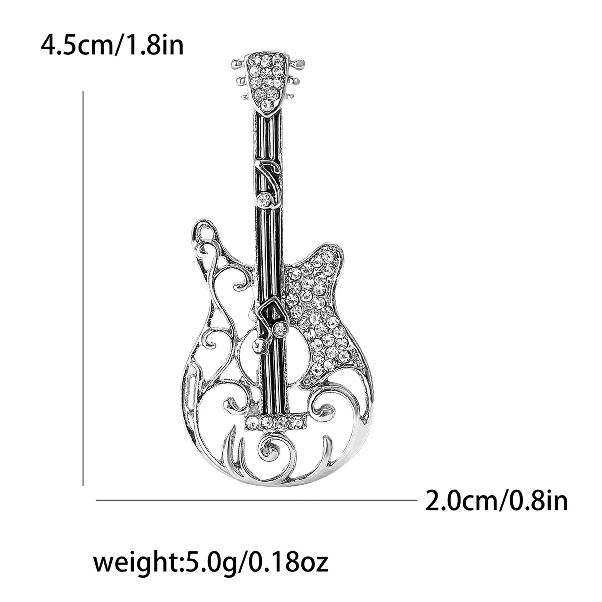 

Versatile Rhinestone Alloy Guitar Brooch for Women s Suits and Cardigans