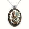 A vintage-style angel fairy round pendant necklace with a dreamy flower fairy time gemstone design, suitable for both men and women.
