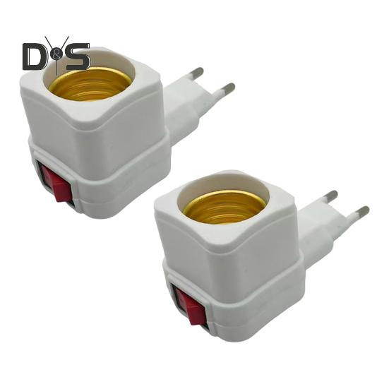 

Светодиодный патрон E27 с цоколем для лампочек с выключателем питания и питания, надежный универсальный адаптер для подключения патрона лампы 2pcs