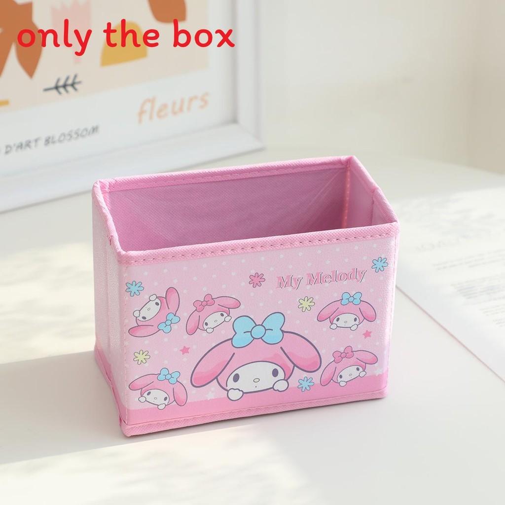 Hello Kitty Kuromi Cinnamoroll My Melody Pattern Foldable Desktop Storage Box For Makeup And Office Supplies