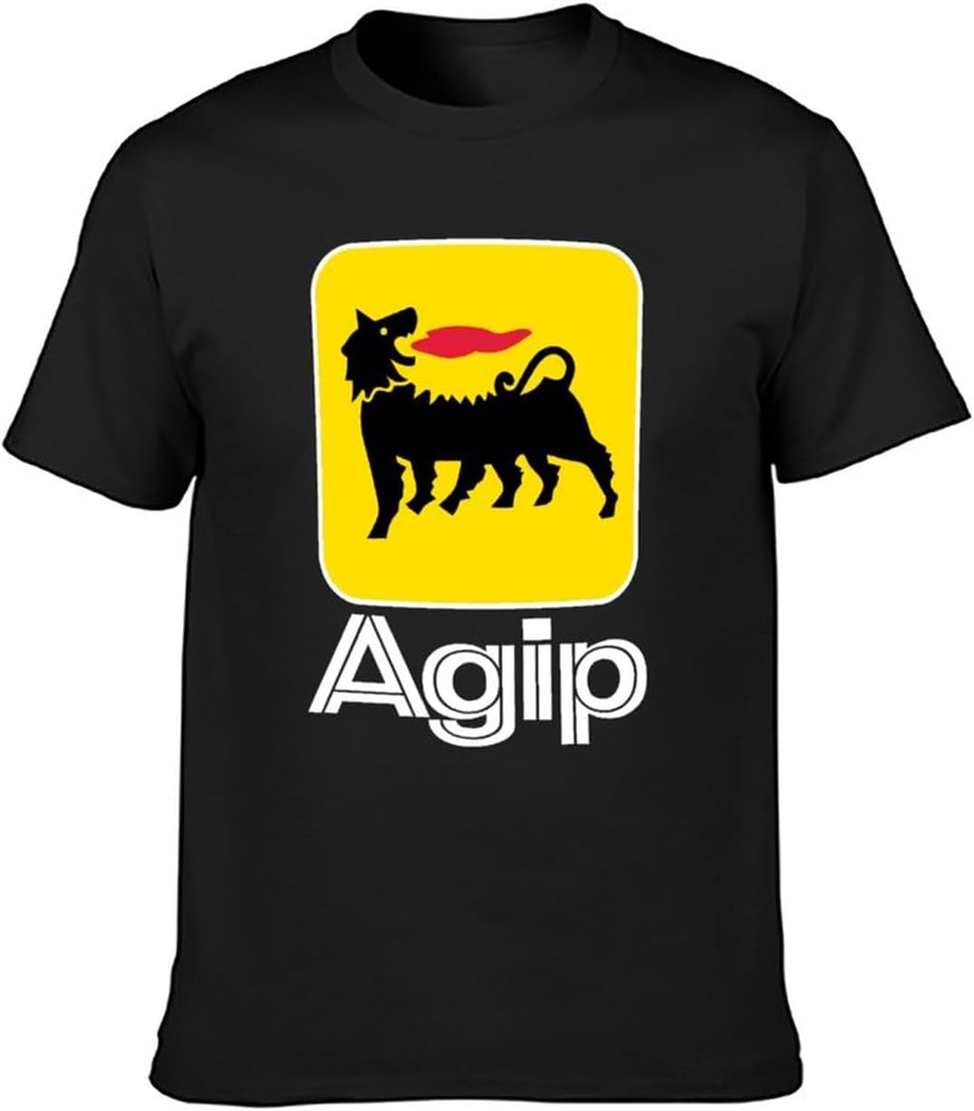 Agip Racing T Shirt Printed Black Graphic Top Tee for Men M
