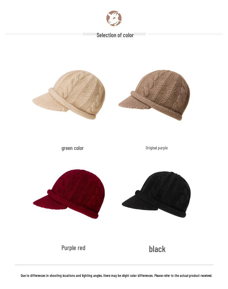 European and American 100% Pure Cashmere Knit Slouchy Hat - Warm & Versatile for Autumn and Winter