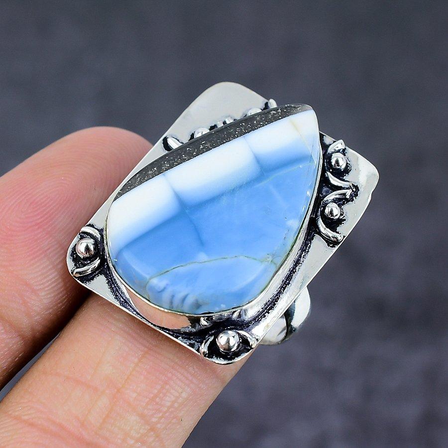 Natürlicher Owhyee Opal Edelstein 925 Sterlingsilber Schmuck Ringgröße 9 o2C74