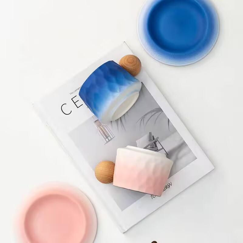 Ceramic Office Cup And Saucer Set, Retro Simple Office Afternoon Tea, High Value Coffee Cup With Bottom Support