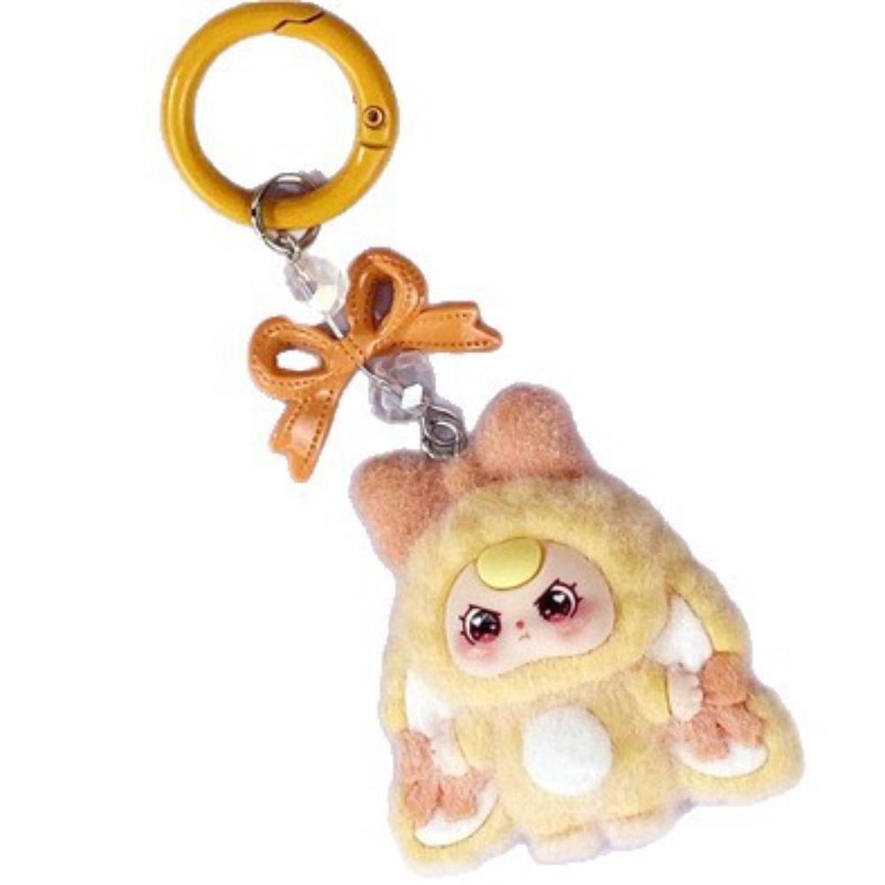 Bow Flocked New Three-year-old Baby Cartoon Keychain DIY Jewelry Three-dimensional Doll Schoolbag Hanging