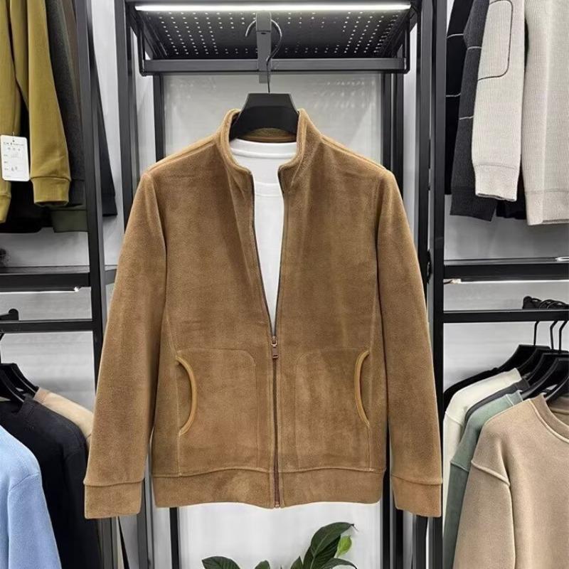 Ao-Fleece Sweatshirt Cardigan Men's Stand Collar Fleece Autumn and Winter Men's Warm Fleece Jacket Thickened