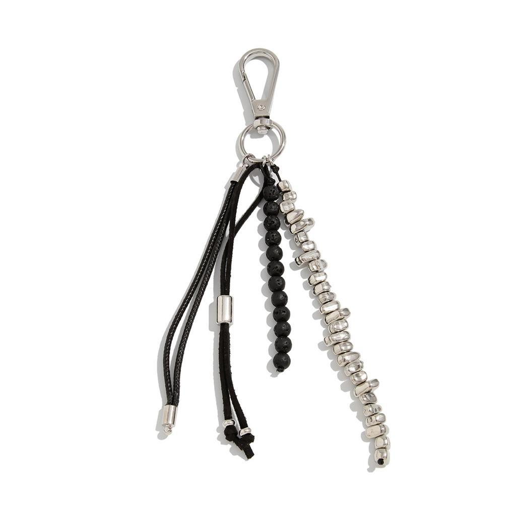 Unique Geometric Bead Bag Chain Keychain Charm With Tassel Accent For Purse Keys Jewelry Accessories Decoration