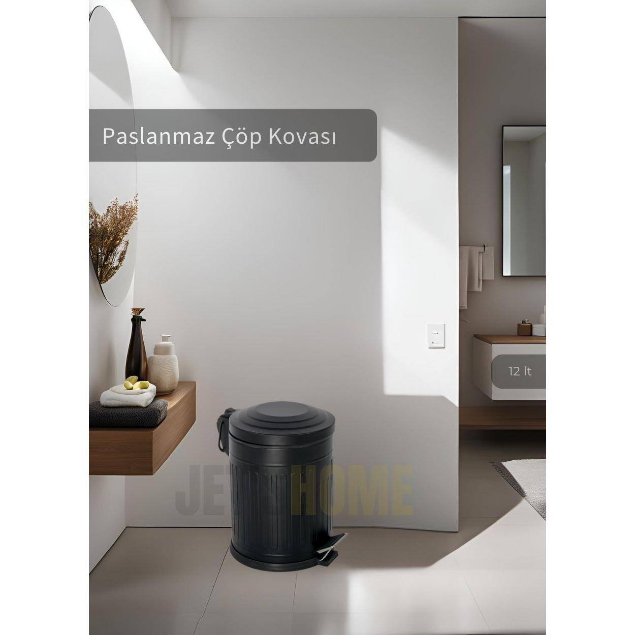 

Pedal Bathroom Trash Can Stainless 12 Lt Kitchen Trash Can Black