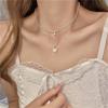 Women Fashion Necklace Elegant Party Jewelry Double Layer Necklace Pearls Chain Necklace Alloy Texture for Party Daily
