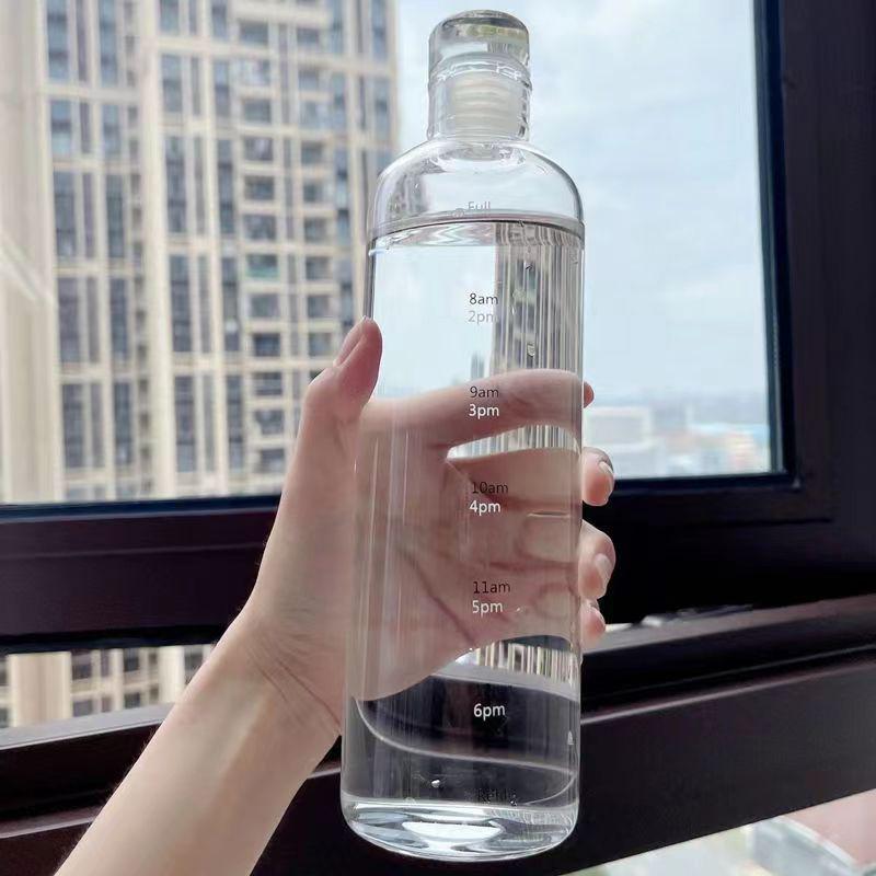 Transparent With Time Scale Water Bottle Large Capacity Leakproof Drink Bottle Drop-Resistant Drink Cup For Sport Travel