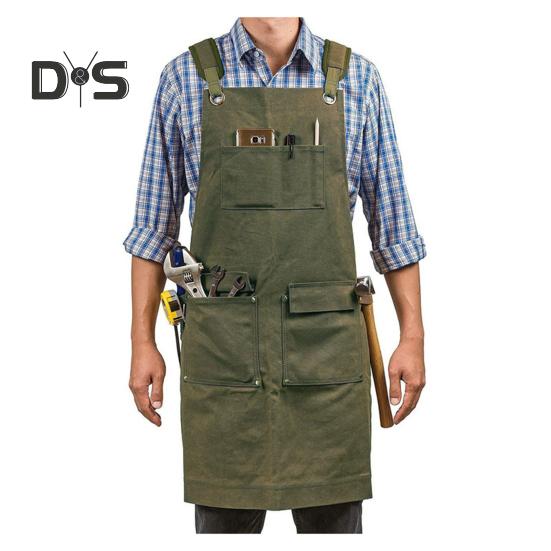 

Фартук из холста, маслостойкий кухонный фартук для мужчин и женщин, модный фартук для взрослых, кофейный фартук с карманами для ресторана, домашней кухни, отеля армия зеленый