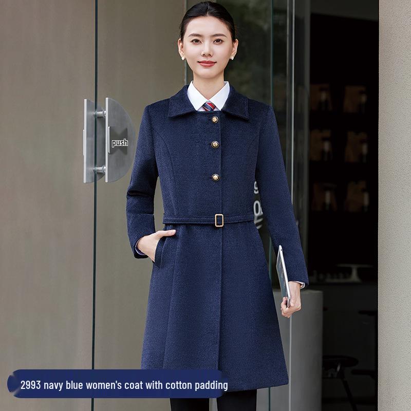 

Женское профессиональное шерстяное пальто средней длины - Стиль Зима 2025 для конференций и рабочей одежды XXXXL