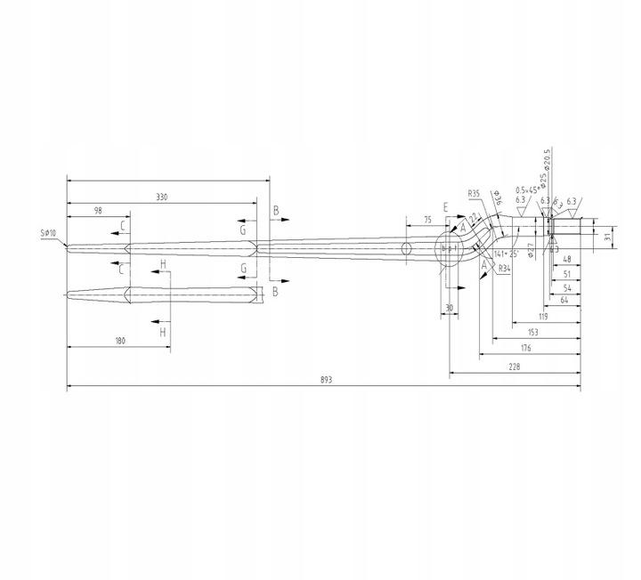 Ząb Zagięty Typu Z Fi-36 Długość 880 Mm M22X1.5 Tur 5192-Ft88N Lc06-012