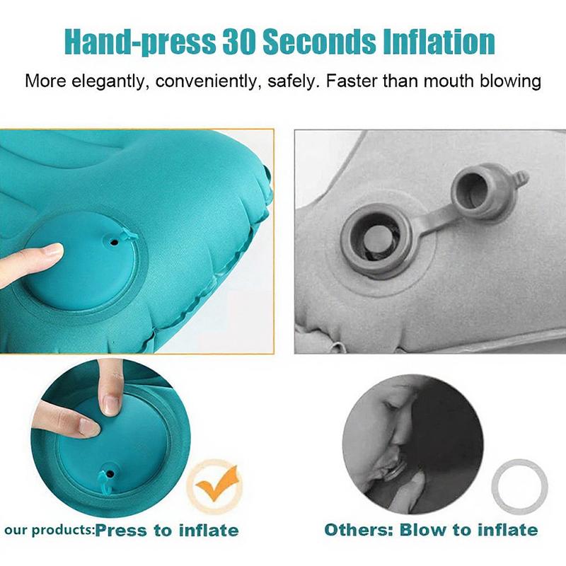 Ultralight Inflatable Pillow Flocking Neck Ergonomic PVC for Office Nap Outdoor Camping Travel Backpacking