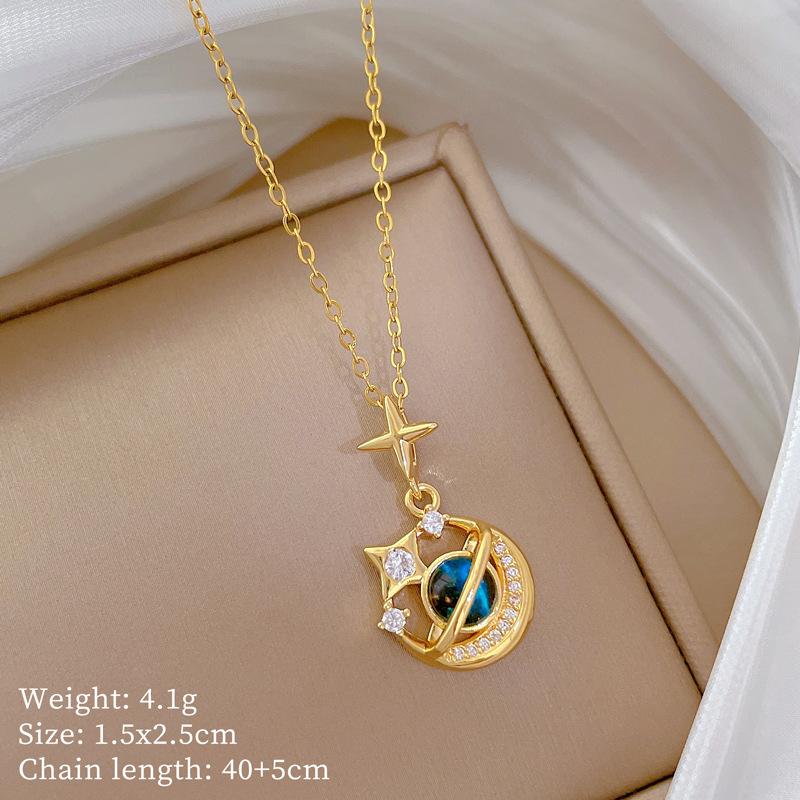 Multi-Element Style Copper Micro-Inlaid Necklace Combination Female Real Gold Electroplated Exquisite Collarbone Chain