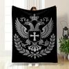 Royal Double-Headed Eagle Crest Patterned blanket, flannel, suitable for all seasons, home decor, warm and cozy