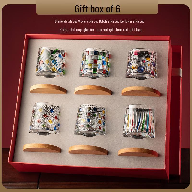 Hand-Painted Colored Glass Whiskey Cup Gift Set