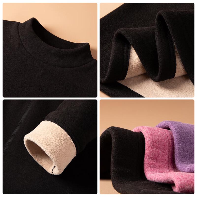 GUJIN Women's Mid-Neck Lamb Fleece Thermal Underwear Set