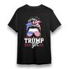 Women's Oversize T-shirt With Patriotic Girl Graphic Unisex Black Cotton Tee