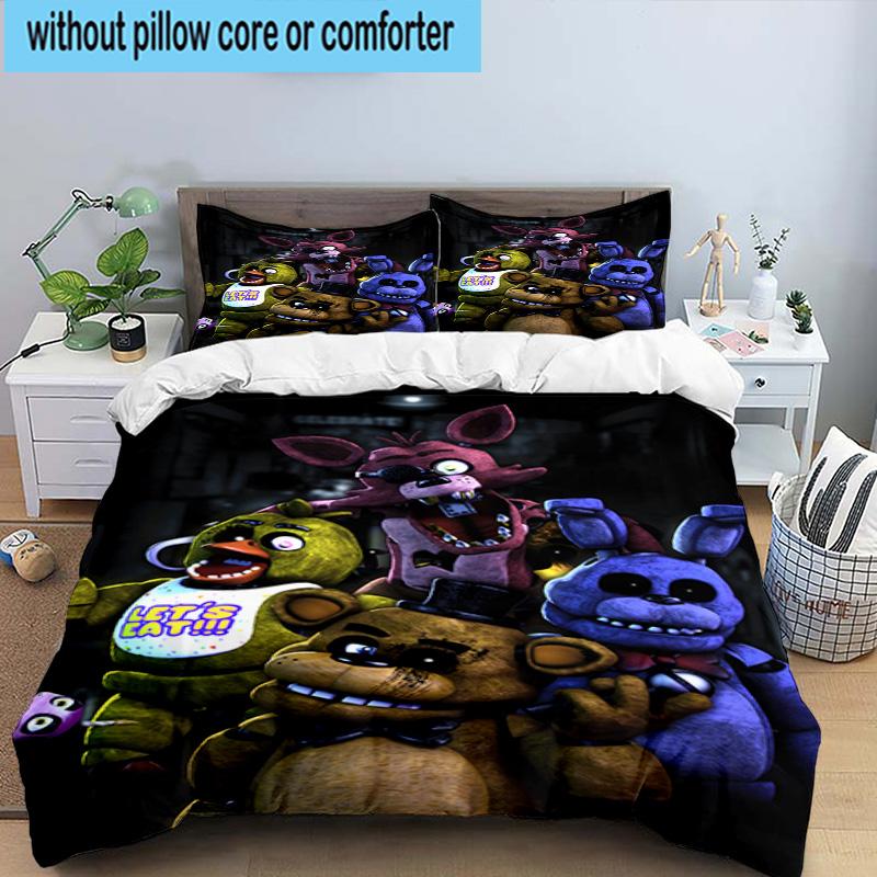 3PCS Fnaf Character Collage 3pcs Bedding,Including 3PCS Duvet Cover And 2pcs Pillowcases Perfect for Christmas,Ideal for Bedroom, Dormitory