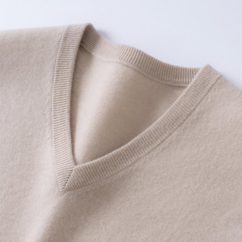 Men's 100% Pure Cashmere V-Neck Loose Casual Knit Sweater