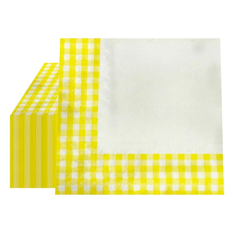 

20 шт./упак. классическая цветная клетчатая клетчатая напечатанная одноразовая салфетка для ужина бумажные украшения на день рождения, свадьбу, вечеринку 20pcs жёлтый