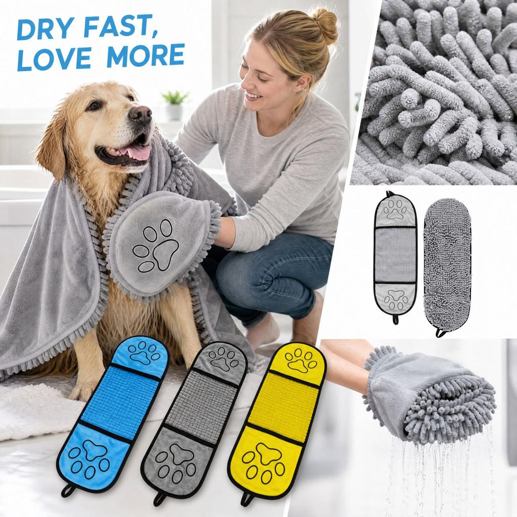 Absorbent Microfiber Pet Towel for Dogs and Cats, Quick-Dry Bath Towel for Drying Pet