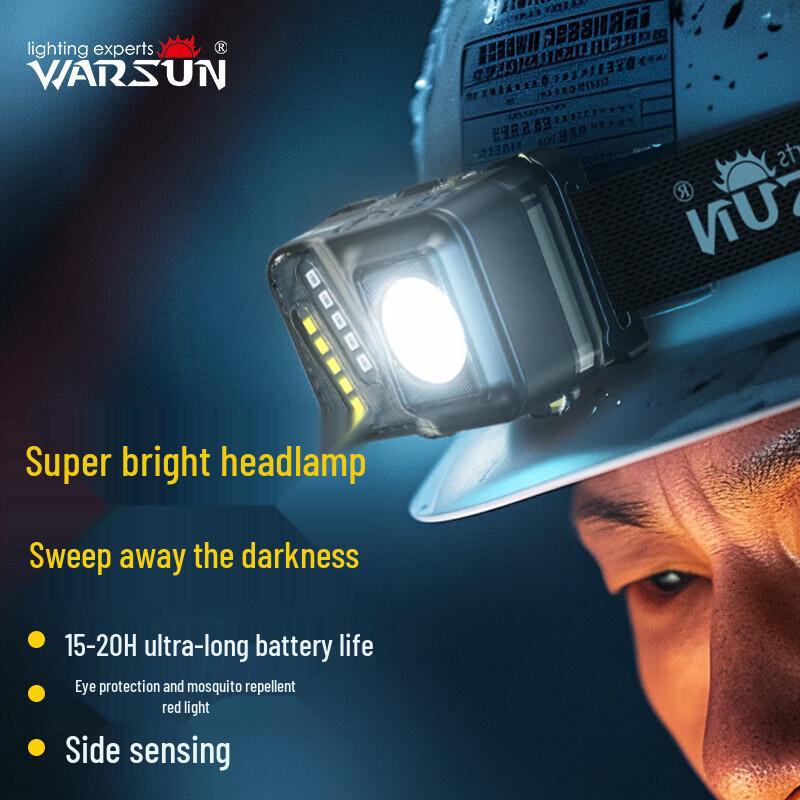 WARSUN Ultralight Sensor Headlamp for Night Fishing & Outdoor