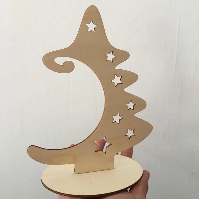 Dřevěné řezy se stojanem Přírodní nedokončené Vánoce Dřevěný stromeček Hvězda Řemesla pro vánoční ozdoby Vánoční dárky pro děti