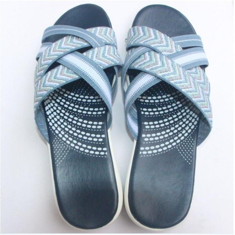 Ladies' Orthotic Arch Support Slippers, Soft Fabric Upper, Thick Anti Slip Rubber Sole, Comfortable and Casual Beach Shoes for All Seasons