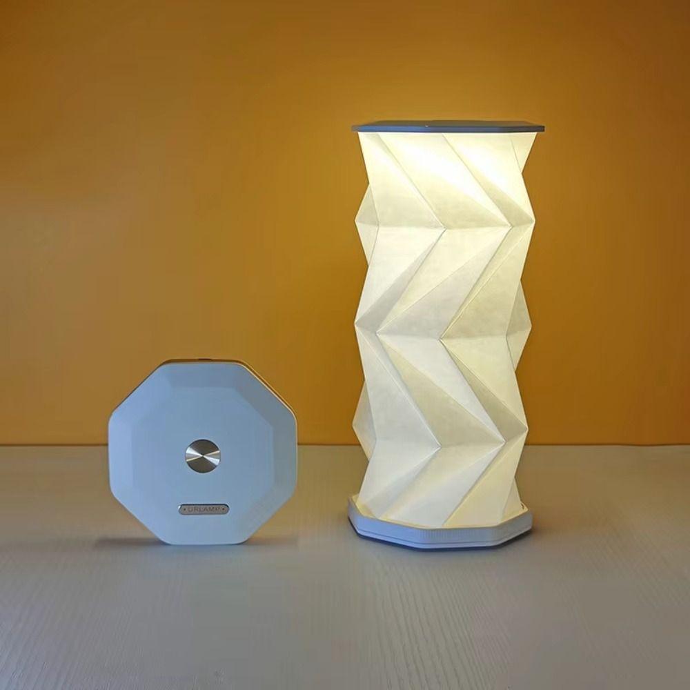 Creative Foldable Paper Latern LED Mini Rotating Light Birthday Gift Dimmable Table Lamp Home