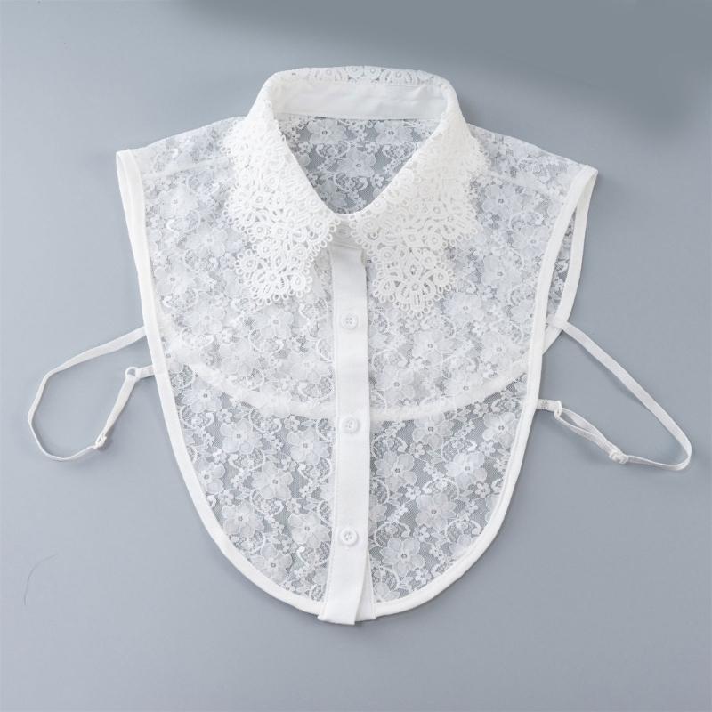 Abnehmbarer Spitzenkragen mit floraler Stickerei Falscher Kragen Stilvolles Halsstück Halbe Hemden Blusen Oberteile Modeaccessoires