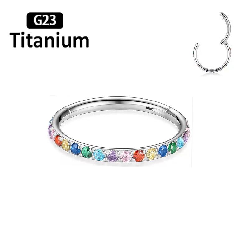ASTM F136 Titanium Earrings High Quality Zircon Hight Segment Nose Rings Open Small Septum Piercing Helix Lobe Body Piercing 16G