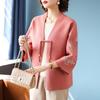 Qianlian V-Neck Knit Cardigan for Middle-Aged Women