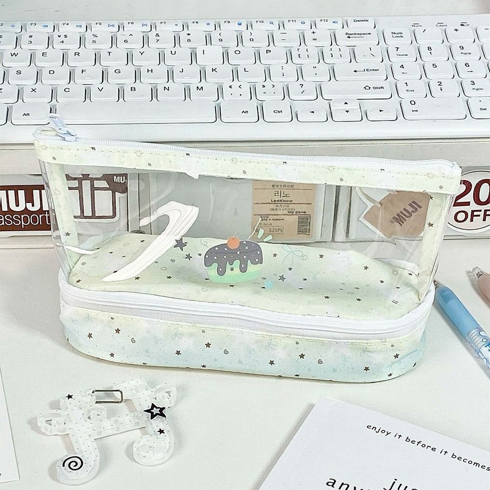 PVC Stationery Bag Transparent Pencil Case Portable Pen Bag  Students