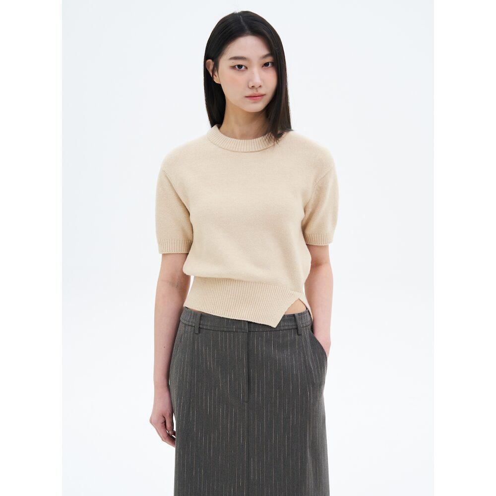 8Seconds Slit Short Sleeve Knit Pullover Beige Beige/S