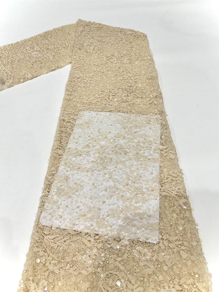 Luxury French Mesh Beads Lace Fabric 2025 High Quality African Sequins Mesh Lace Fabrics For Nigerian Women Wedding Dress Sewing