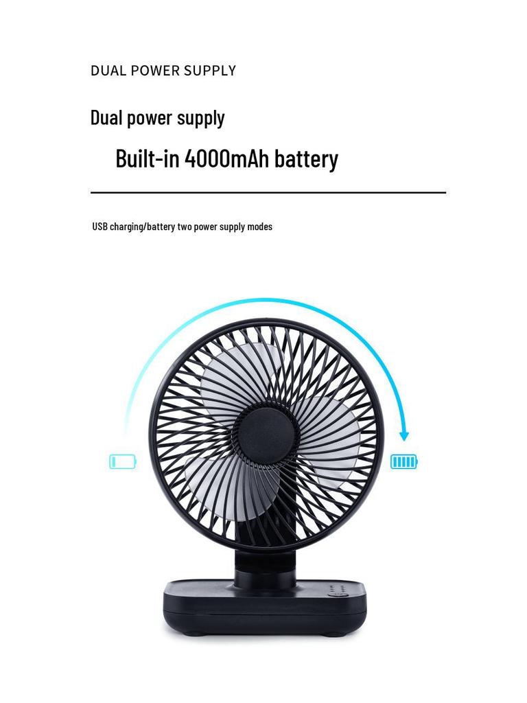 Mini USB Charging Fan with Low Noise, 4000mAh Battery, Ideal for Students and Offices