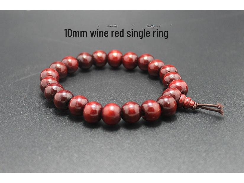 2cm Red Sandalwood Buddha Beads Bracelet - Gift Wooden Rosary
