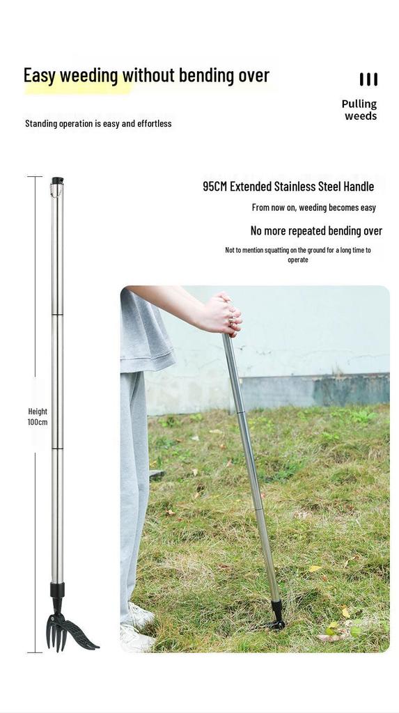 Long-Handle Foot-Operated Weeding Shovel & Hook