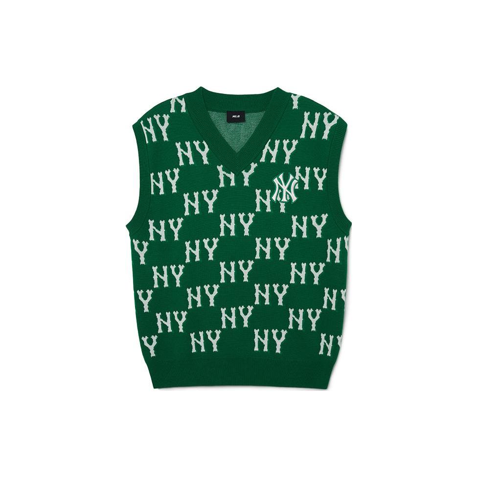 MLB New York Yankees Vintage Letter Print Knit Vest Unisex vest Neon-Green 3AKPM0331-50GNN