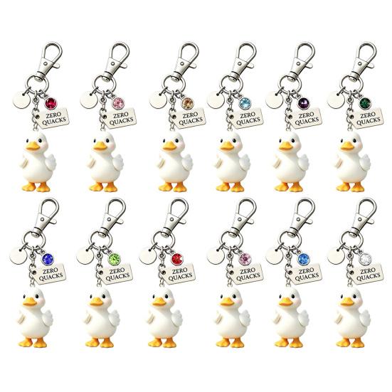 Keychain Pendant Inspirational Duck Design Key Holder with Birthstone Charm Encouragement Card Lightweight Healing Gift