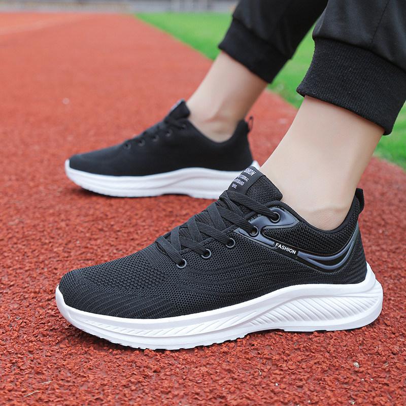 Autumn Black Casual Men's Shoes Student Mesh Breathable Running Shoes Soft-soled Sports Shoes Deodorant Travel Shoes Lightweight